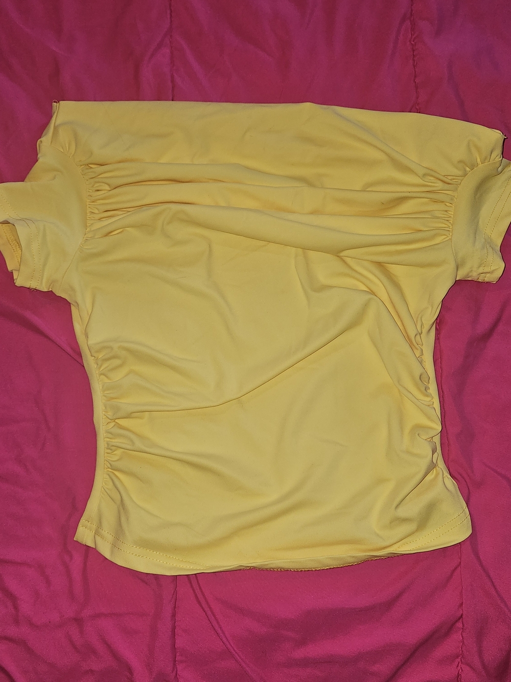 SHEIN Yellow Off-Shoulder Ruched Crop Top